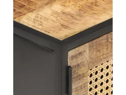 Garden Furniture - Mueble para TV madera mango rugosa y caña natural 90x30x40 cm