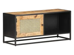 Garden Furniture - Mueble para TV madera mango rugosa y caña natural 90x30x40 cm