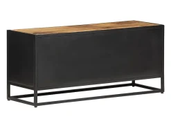 Garden Furniture - Mueble para TV madera mango rugosa y caña natural 90x30x40 cm