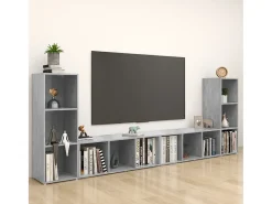 Garden Furniture - Muebles de salón 4 piezas madera ingeniería gris hormigón