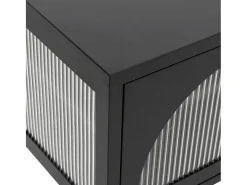 Garden Furniture - Mueble de TV vidrio y acero negro 105x35x50 cm