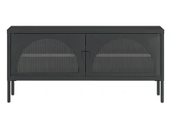 Garden Furniture - Mueble de TV vidrio y acero negro 105x35x50 cm
