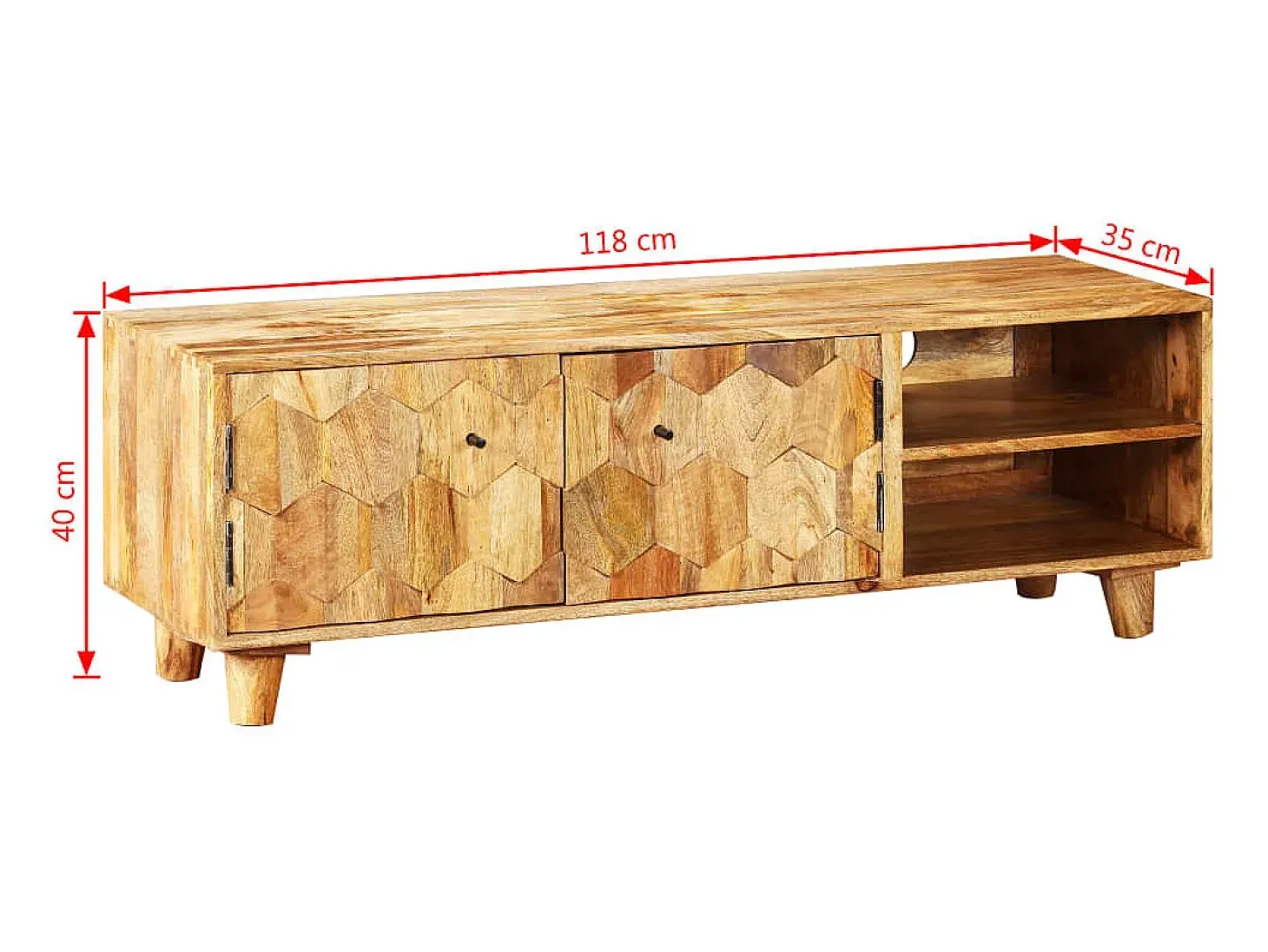 Garden Furniture - Mueble para TV de madera maciza de mango 118x35x40 cm