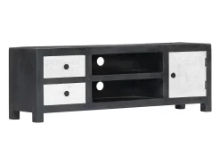 Garden Furniture - Mueble para TV tallado a mano mango gris blanco 120x30x40 cm
