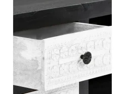 Garden Furniture - Mueble para TV tallado a mano mango gris blanco 120x30x40 cm