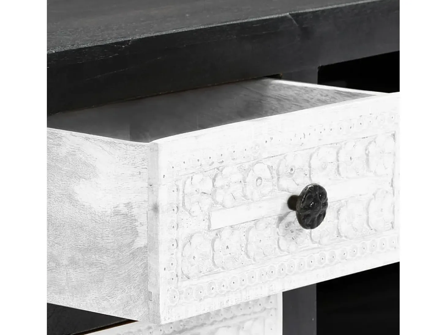 Garden Furniture - Mueble para TV tallado a mano mango gris blanco 120x30x40 cm