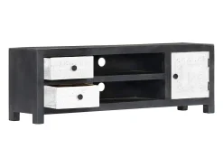 Garden Furniture - Mueble para TV tallado a mano mango gris blanco 120x30x40 cm