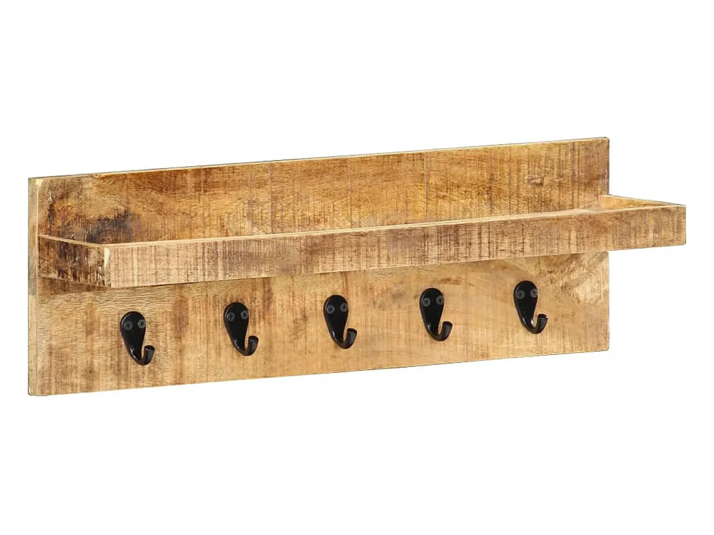 Garden Furniture - Perchero de pared madera maciza de mango sin tratar 60x15x20 cm