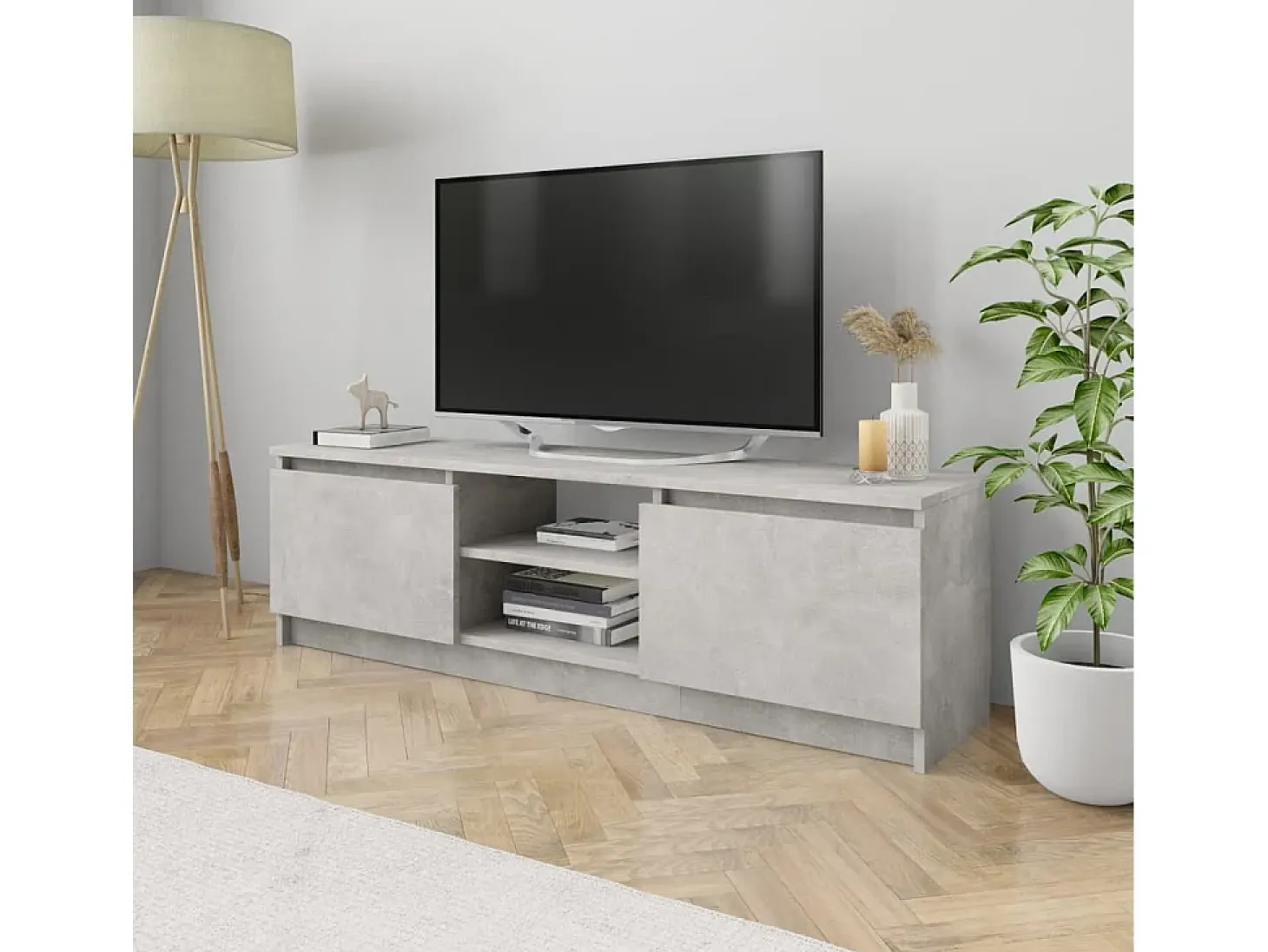 Gene Scott Mueble para TV de aglomerado gris hormigón 120x30x35,5 cm