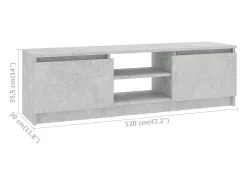 Gene Scott Mueble para TV de aglomerado gris hormigón 120x30x35,5 cm