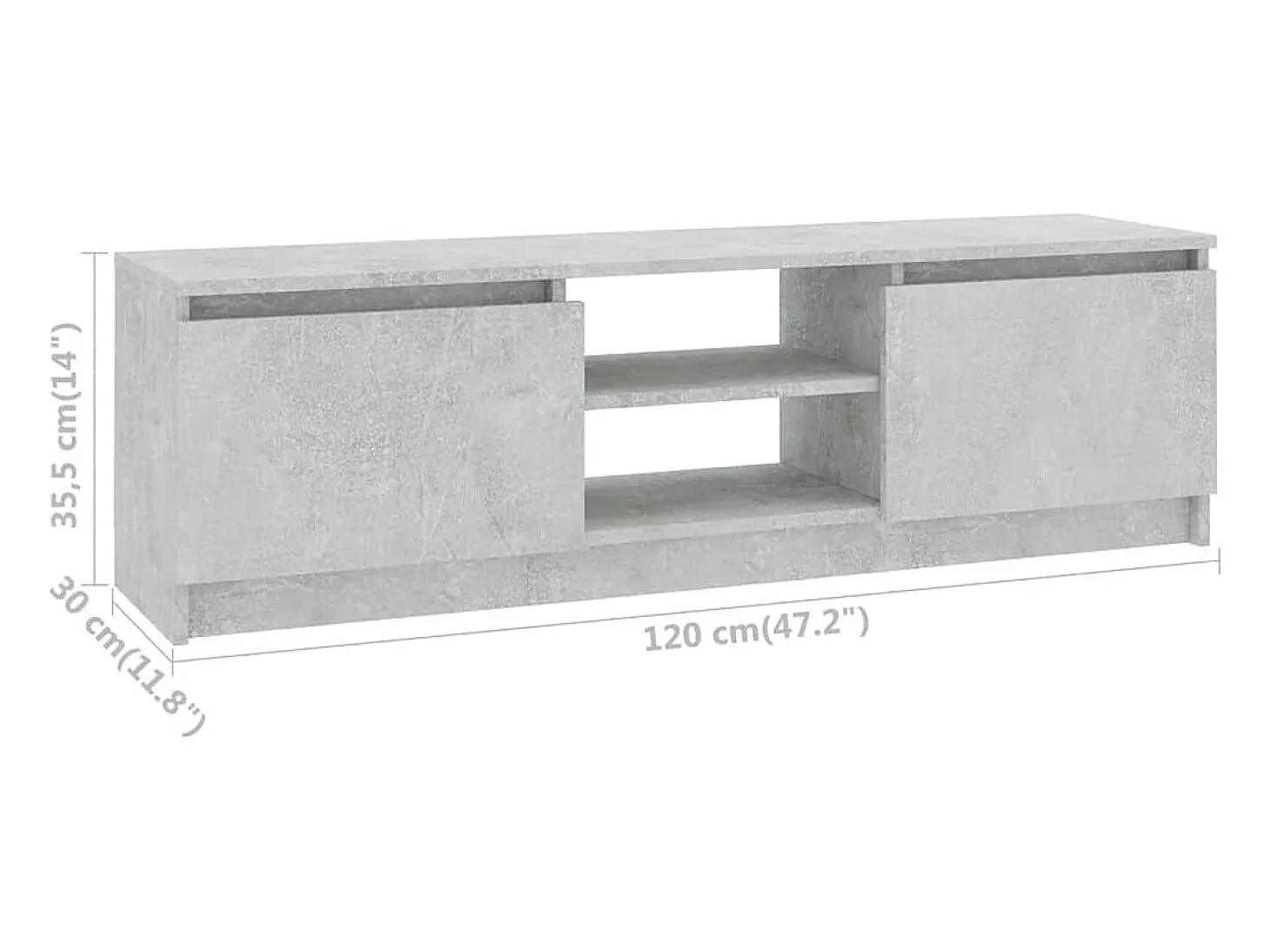 Gene Scott Mueble para TV de aglomerado gris hormigón 120x30x35,5 cm