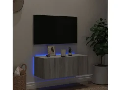 Gerben Mueble de TV de pared con luces LED gris Sonoma 80x35x31 cm
