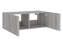 Gerben Mueble de TV de pared con luces LED gris Sonoma 80x35x31 cm