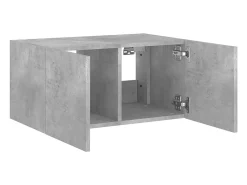 Gerben Mueble de TV de pared con luces LED gris hormigón 60x35x31 cm