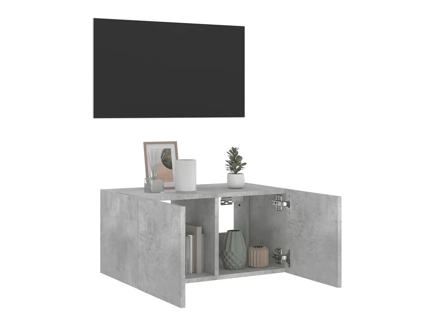 Gerben Mueble de TV de pared con luces LED gris hormigón 60x35x31 cm
