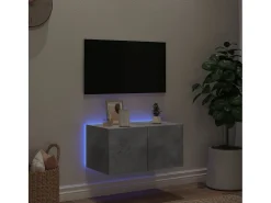 Gerben Mueble de TV de pared con luces LED gris hormigón 60x35x31 cm