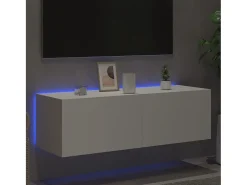 Gerben Mueble de TV de pared con luces LED blanco 100x35x31 cm