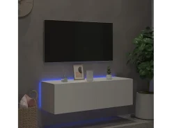 Gerben Mueble de TV de pared con luces LED blanco 100x35x31 cm