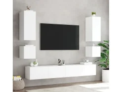 Gerben Mueble de TV de pared con luces LED blanco 100x35x31 cm