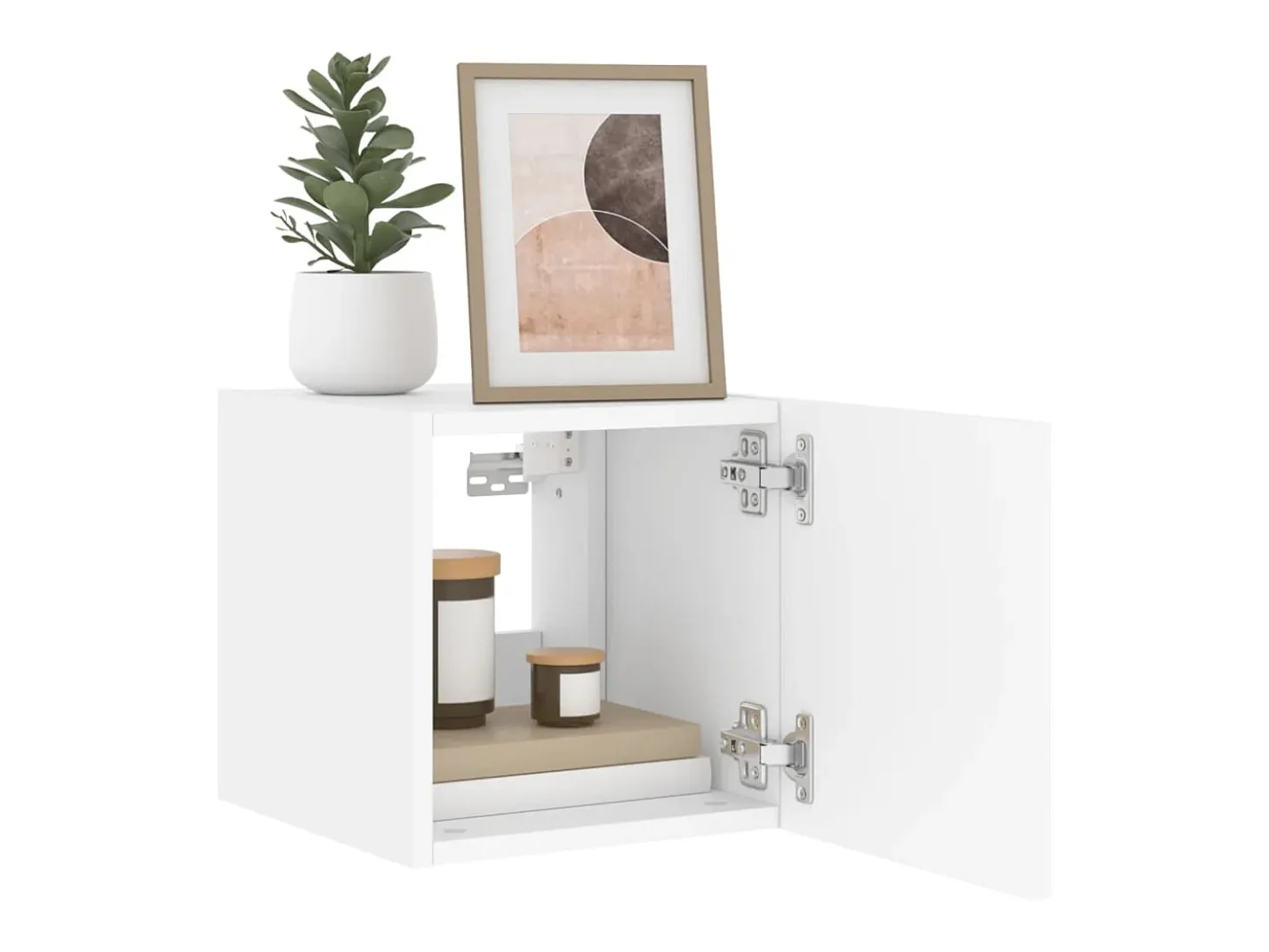Gerben Mueble de TV de pared con luces LED blanco 30,5x35x30 cm