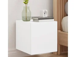 Gerben Mueble de TV de pared con luces LED blanco 30,5x35x30 cm
