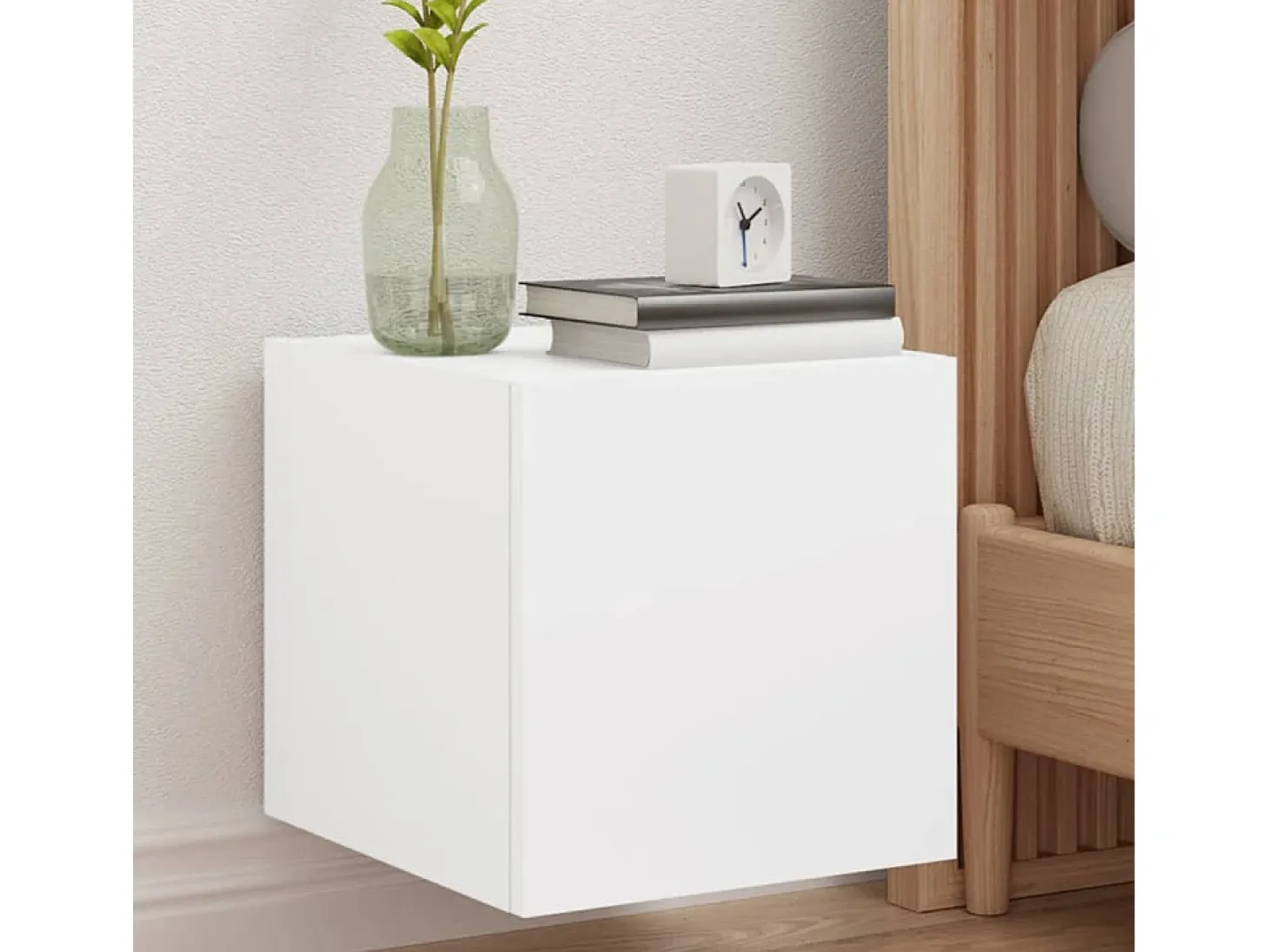 Gerben Mueble de TV de pared con luces LED blanco 30,5x35x30 cm
