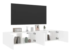 Gerben Muebles de TV de pared con luces LED 2 uds blanco 80x35x31 cm