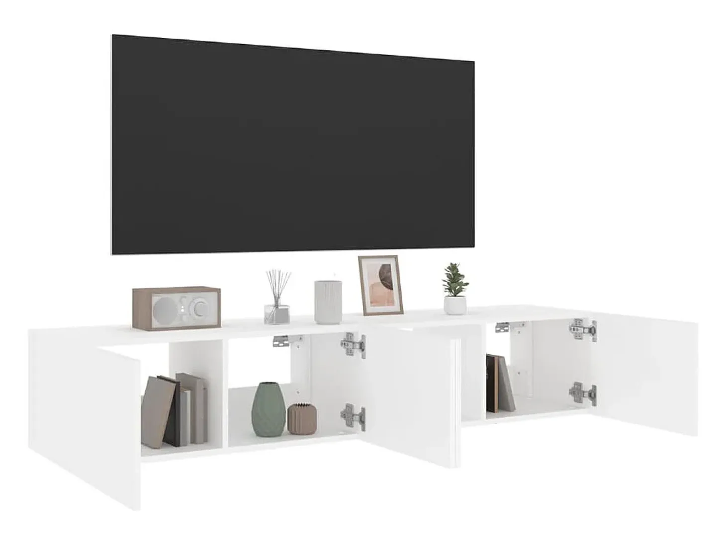 Gerben Muebles de TV de pared con luces LED 2 uds blanco 80x35x31 cm