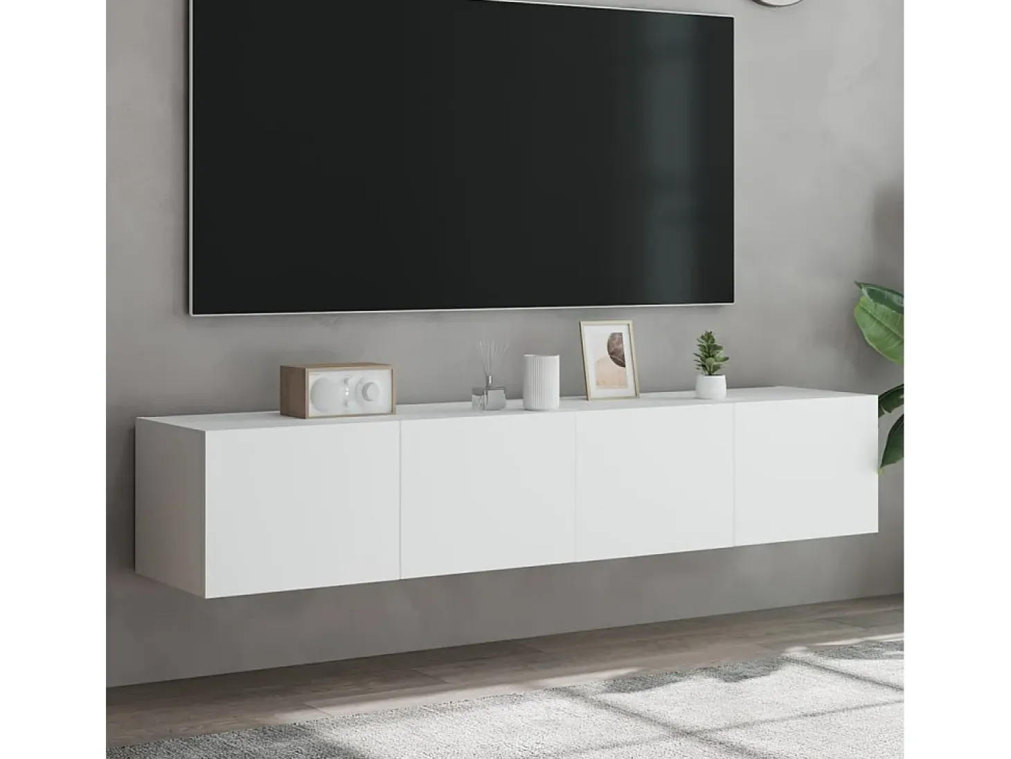 Gerben Muebles de TV de pared con luces LED 2 uds blanco 80x35x31 cm