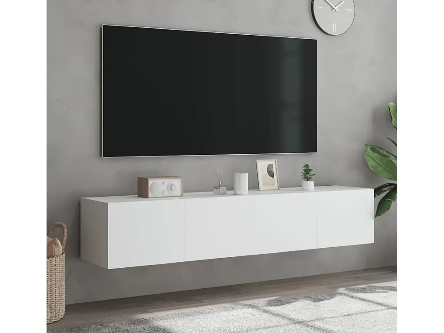 Gerben Muebles de TV de pared con luces LED 2 uds blanco 80x35x31 cm