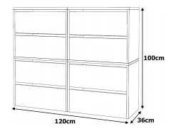 Gran Mueble Zapatero 120x36x100 cm Blanco + Roble Sonoma 20 pares – Estantería Alta de Almacenamiento para la Entrada