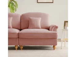 Gran Sofá 2 Plazas Chenille - Con Funda Extraíble y 2 Cojines - 194x83.5x93cm - Rosa