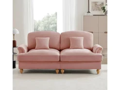 Gran Sofá 2 Plazas Chenille - Con Funda Extraíble y 2 Cojines - 194x83.5x93cm - Rosa