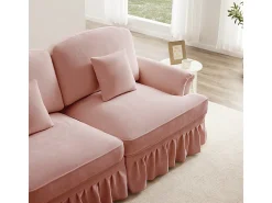 Gran Sofá 2 Plazas Chenille - Con Funda Extraíble y 2 Cojines - 194x83.5x93cm - Rosa