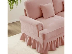 Gran Sofá 2 Plazas Chenille - Con Funda Extraíble y 2 Cojines - 194x83.5x93cm - Rosa