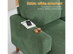 Gran sofá de esquina panorámico - 4 plazas - chaise longue 109cm - de pana - 269x140x86 - Verde