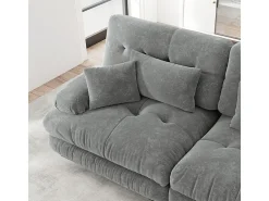 Gran sofá gris - 3 plazas - con 5 cojines - estructura madera maciza - Felpa - 313x77x81cm