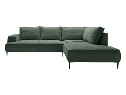 Gran sofá rinconera derecha de pana verde pino GINETO