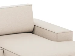 Gran sofá rinconera derecha panorámico en tela texturizada beige AMELIA