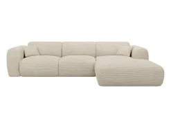 Gran sofá rinconera derecha de pana beige POGNI