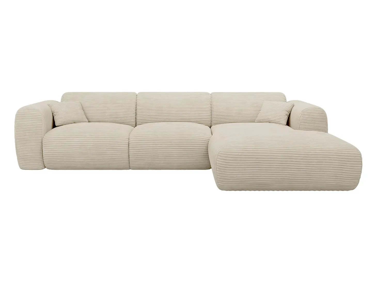 Gran sofá rinconera derecha de pana beige POGNI