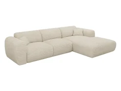 Gran sofá rinconera derecha de pana beige POGNI