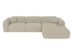 Gran Sofá rinconera derecho convertible exprés 140 cm en tejido color beige jaspeado POGNI