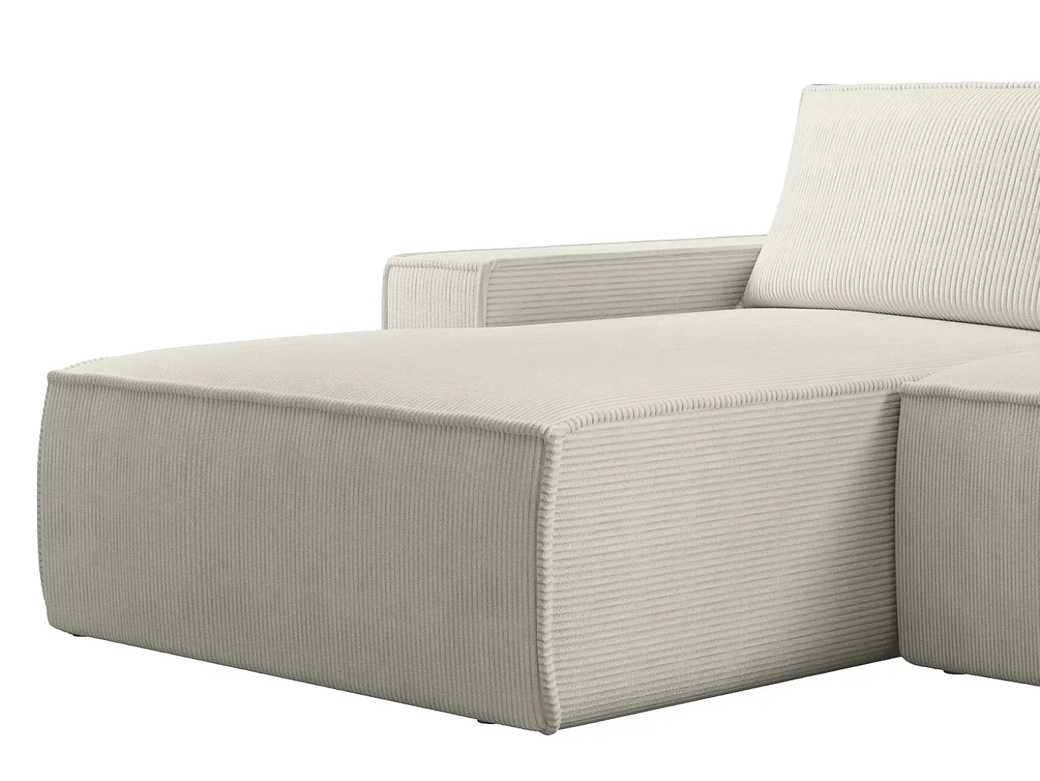 Gran sofá rinconera izquierda de pana beige AMELIA
