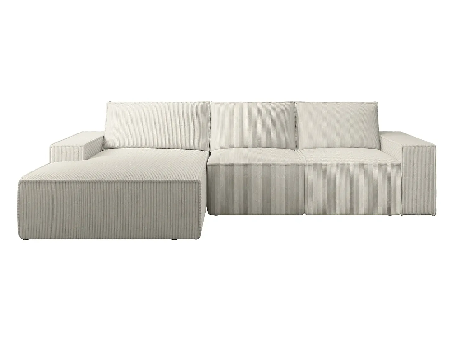 Gran sofá rinconera izquierda de pana beige AMELIA