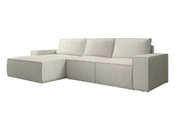 Gran sofá rinconera izquierda de pana beige AMELIA