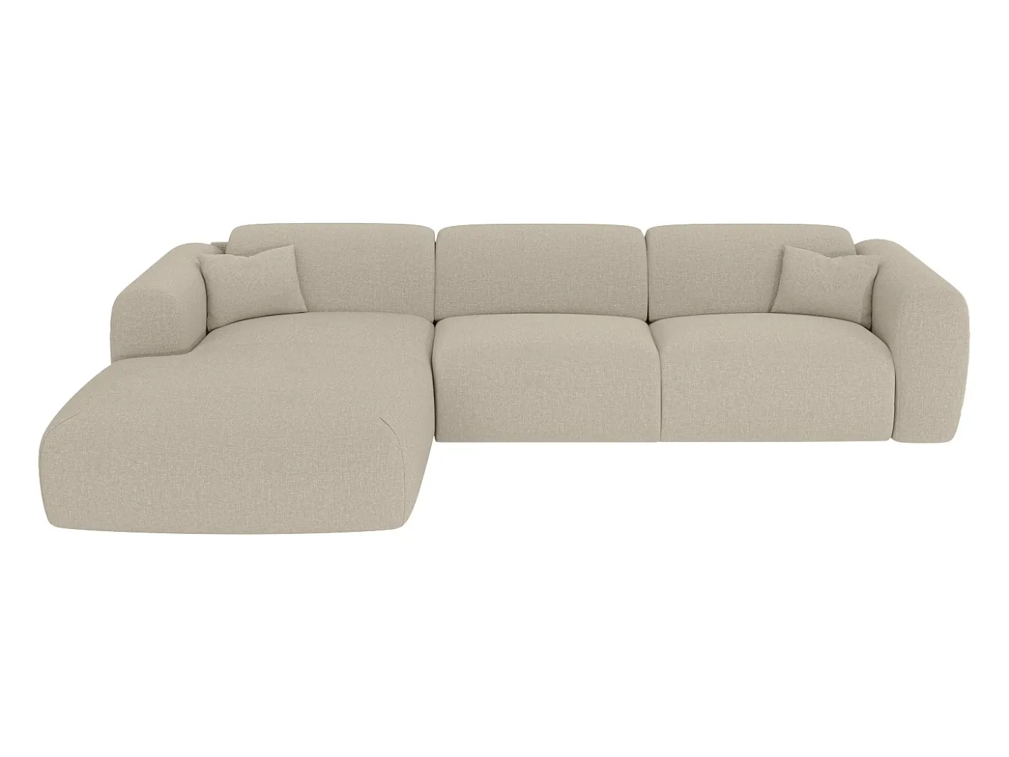Gran sofá rinconera izquierda convertible exprés 140 cm en tela jaspeada beige POGNI