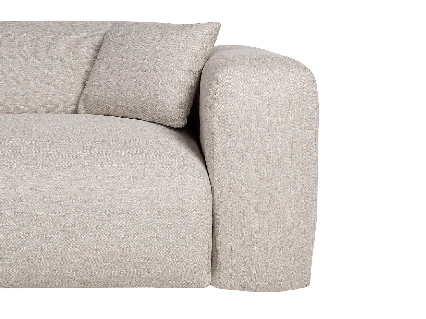 Gran sofá rinconera izquierda convertible exprés colchón 16 cm en tela jaspeada beige POGNI
