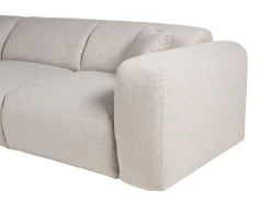 Gran sofá rinconera izquierda convertible exprés colchón 16 cm en tela jaspeada beige POGNI