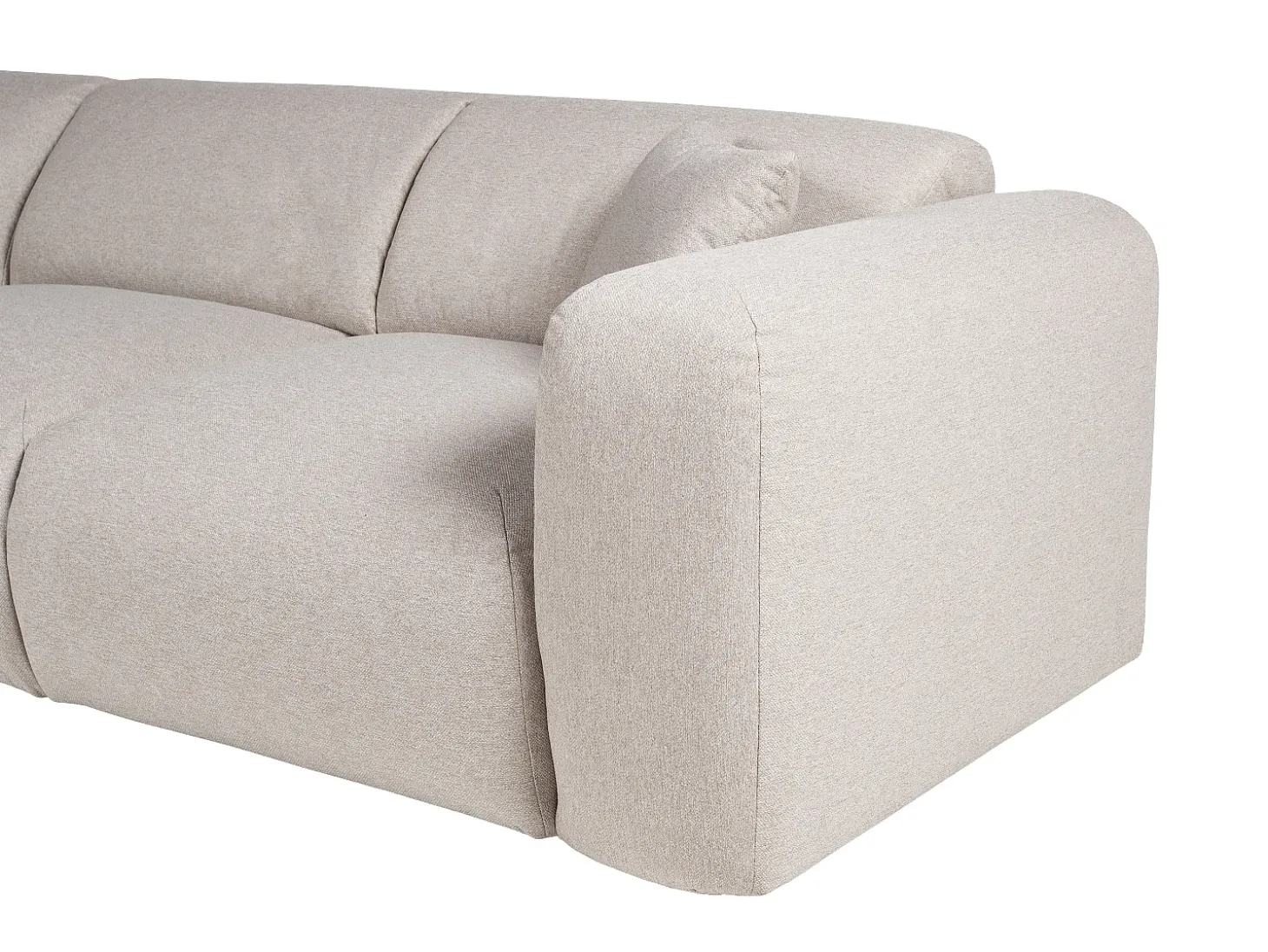 Gran sofá rinconera izquierda convertible exprés colchón 16 cm en tela jaspeada beige POGNI